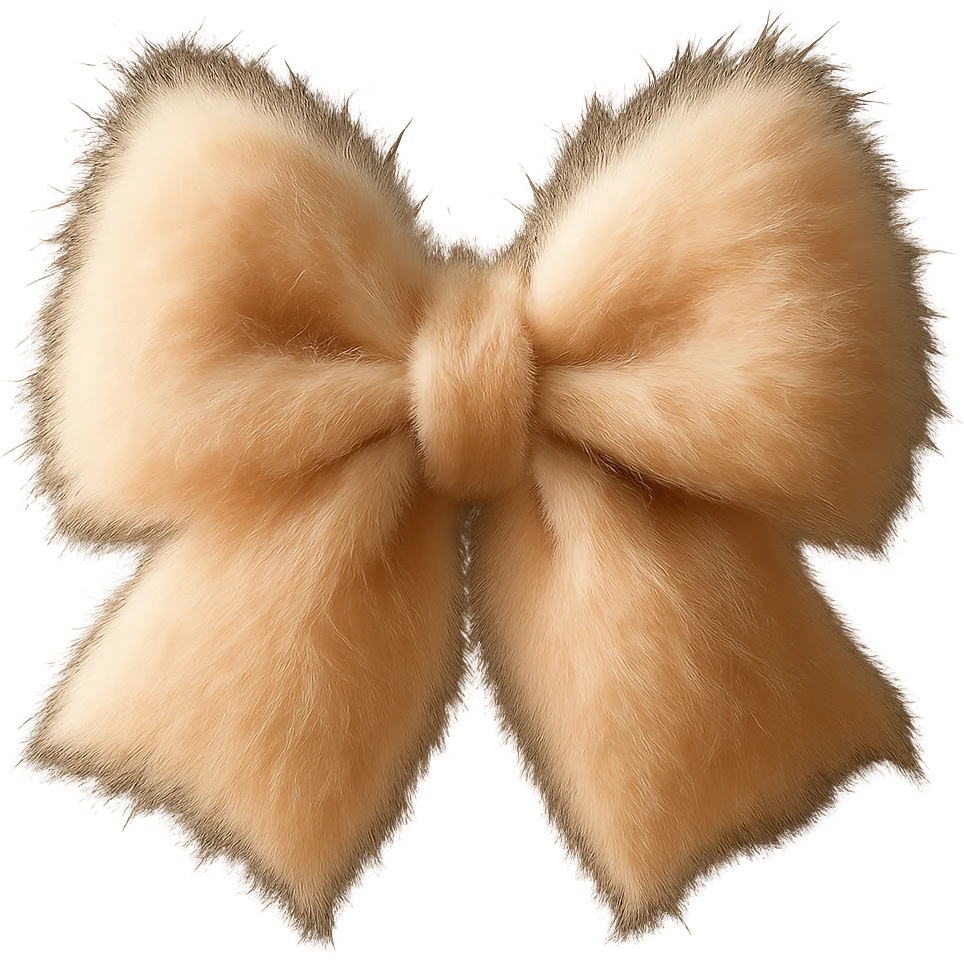 Edit the image to depict a fluffy bow with realistic texture and gentle lighting. Remove the background completely. Use a realistic style with soft, natural lighting to emphasize the fluffiness and texture of the bow. emoji