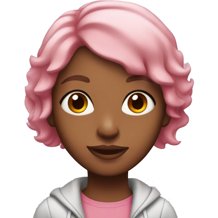 Girl with pink layered hair and brown eyes emoji
