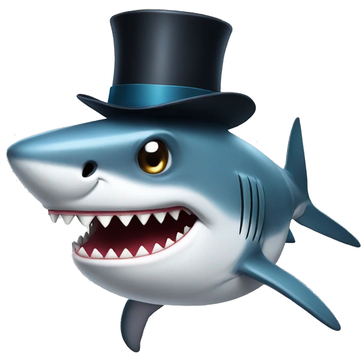 Shark with a top hat emoji