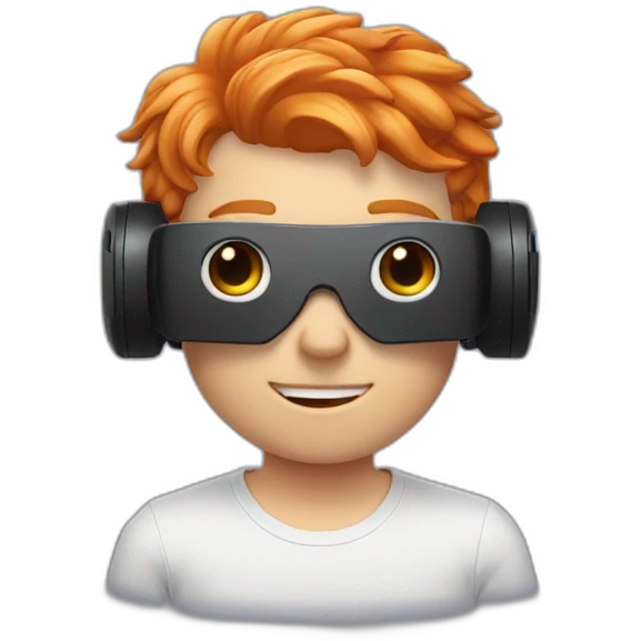 Ginger boy wearing a vr headset emoji