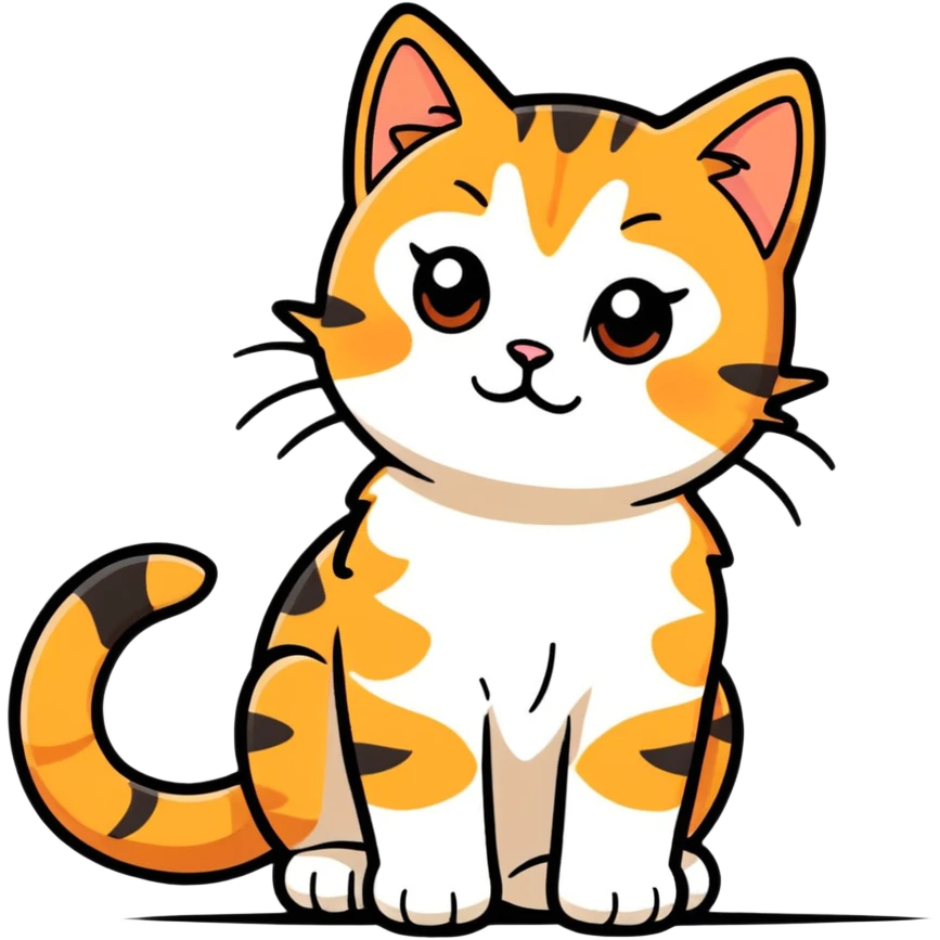 Predominantly white kitten with ginger and black patches  emoji