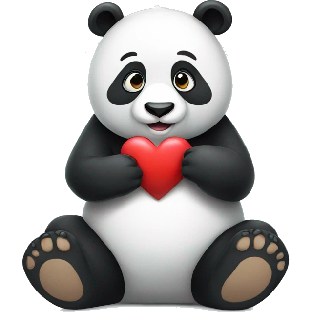 Panda holding a heart emoji