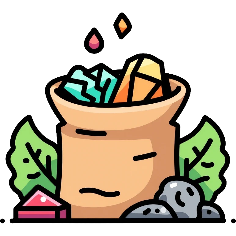 bag of mineral fertilizer with mineral symbols emoji