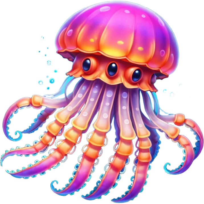 Neon glowing jellyfish-crab-squi emoji