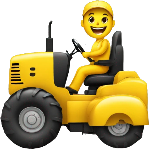 happy person driving giant tractor yellow emoji