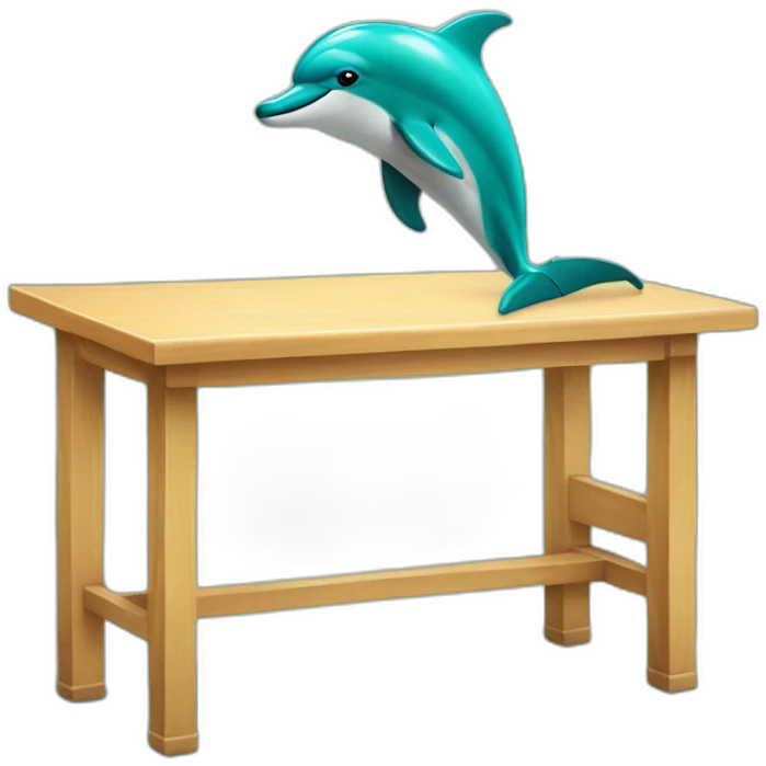 dolphins sitting on a aschool table emoji