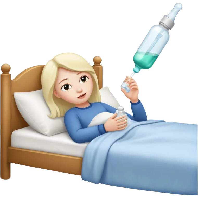 person in bed dreaming of a dropper bottle emoji