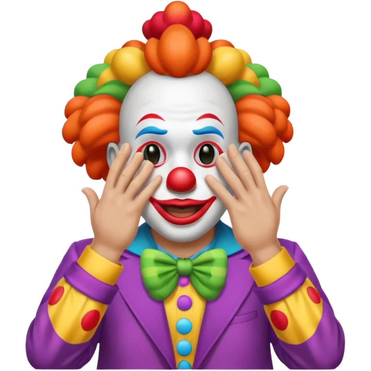 Clown covering eyes but showing butt emoji