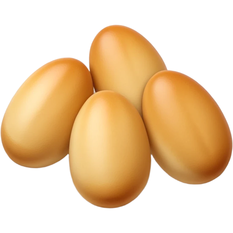 four plump smooth quenelles in a neat row, pale golden-beige, no plate or extras, soft lighting, subtle shadows, emoji scale emoji