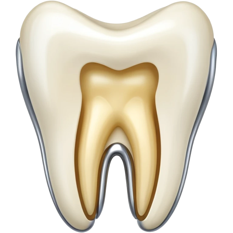 human tooth emoji, smooth chrome ceramic-metal texture, clean medical luxury aesthetic, isolated on white, no face emoji