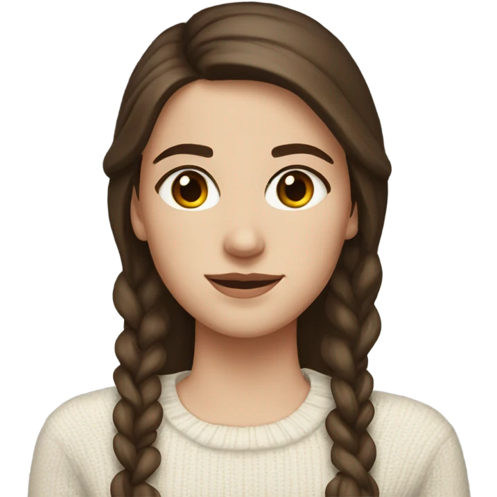 A brunette white girl with brown eyes and a white sweater emoji