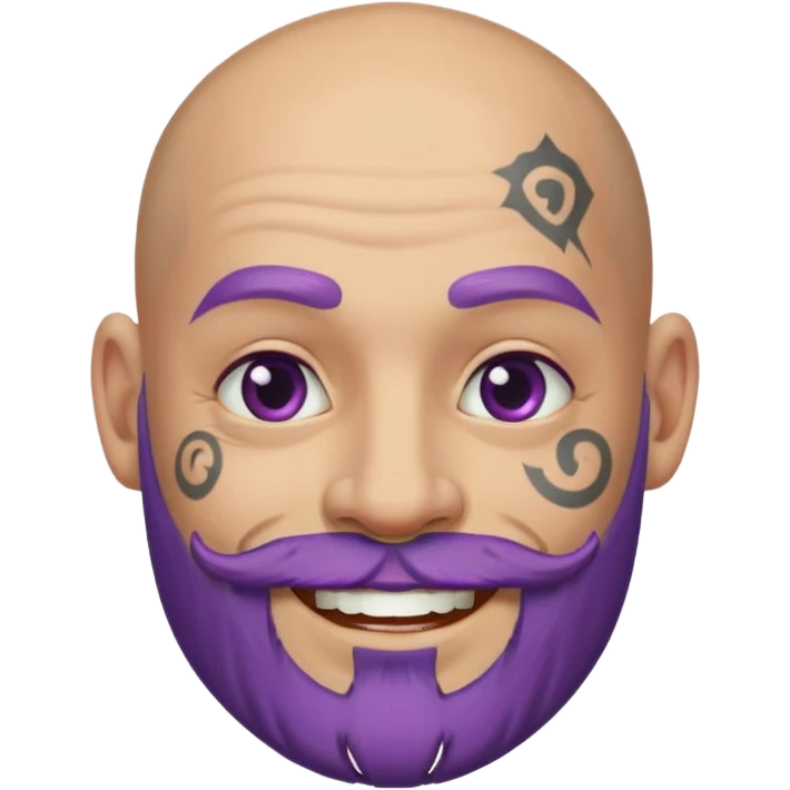 bald purple bearded man with face tattoo emoji