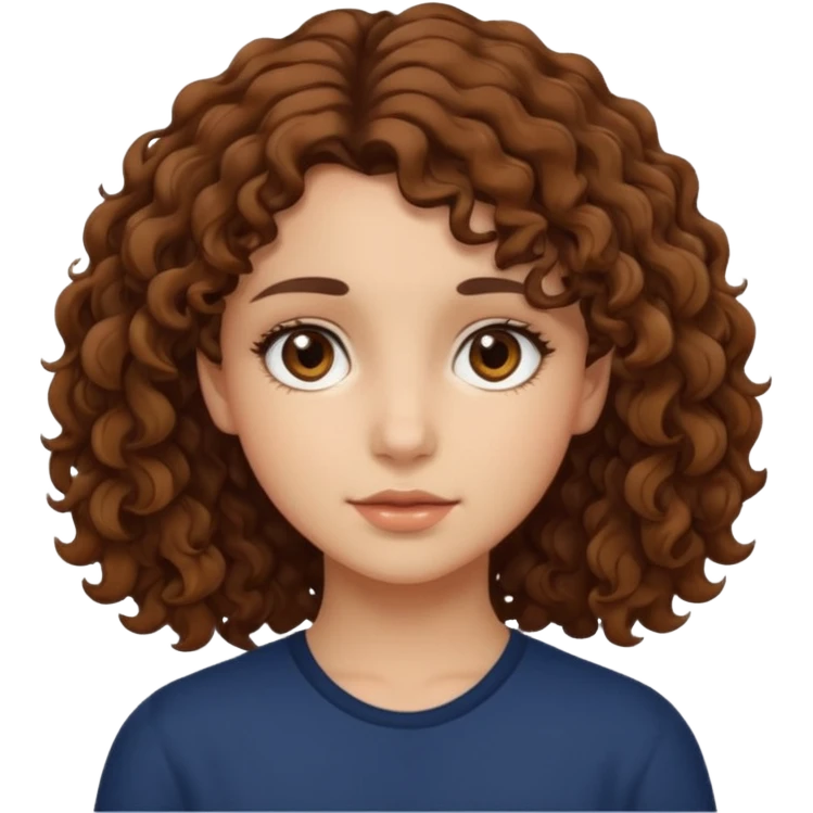 Keep the girl’s face the same, but change her eye color to brown. Make her hair slightly curly from the roots with less volume. emoji