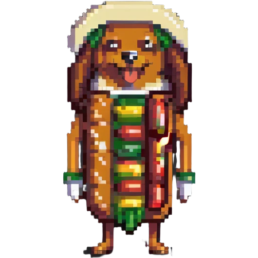 man dressed as a hot dog snack emoji