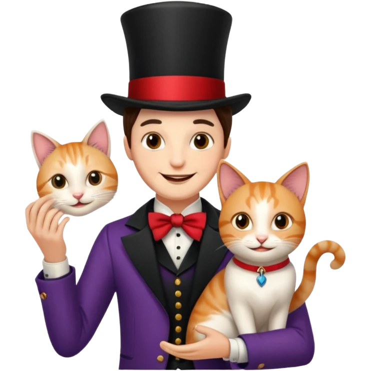 magician couple and their pet cat emoji