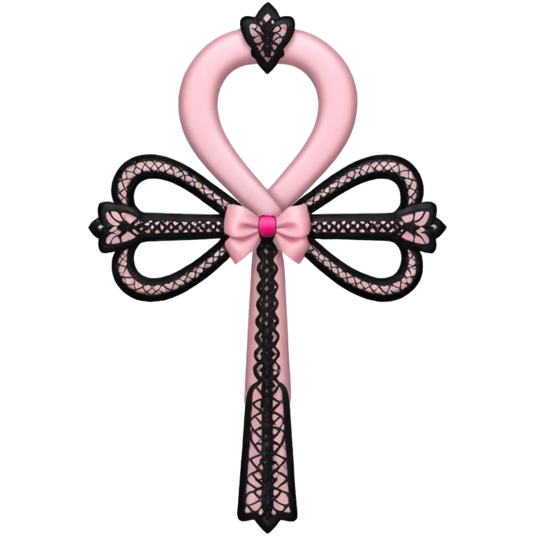 pastle pink ankh with black lace and bows emoji