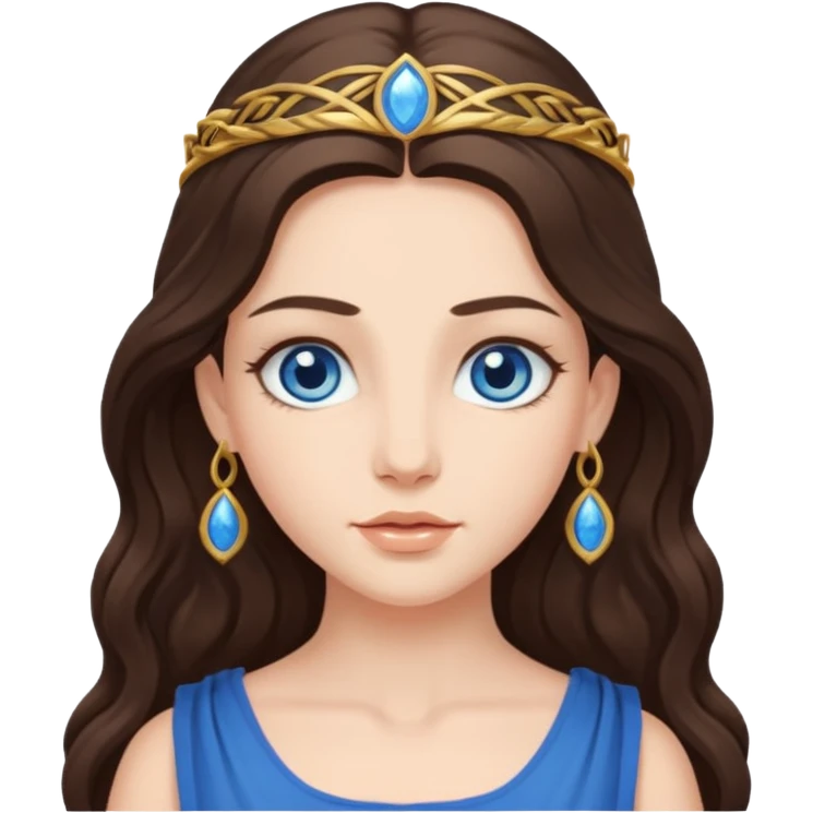 greek goddess long brunette hair blue eyes emoji