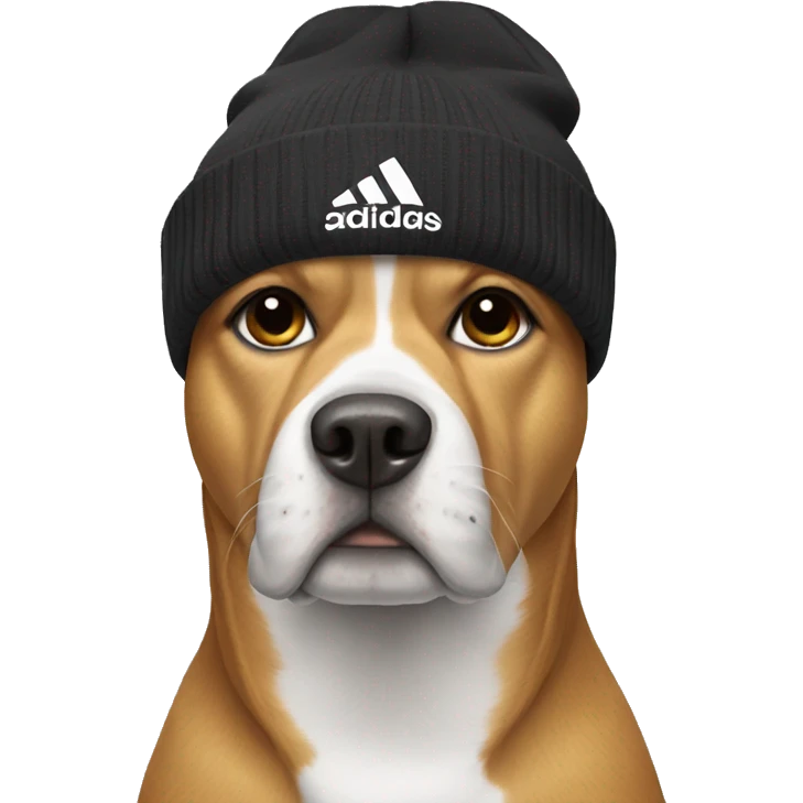 Dog wearing an adidas beanie emoji