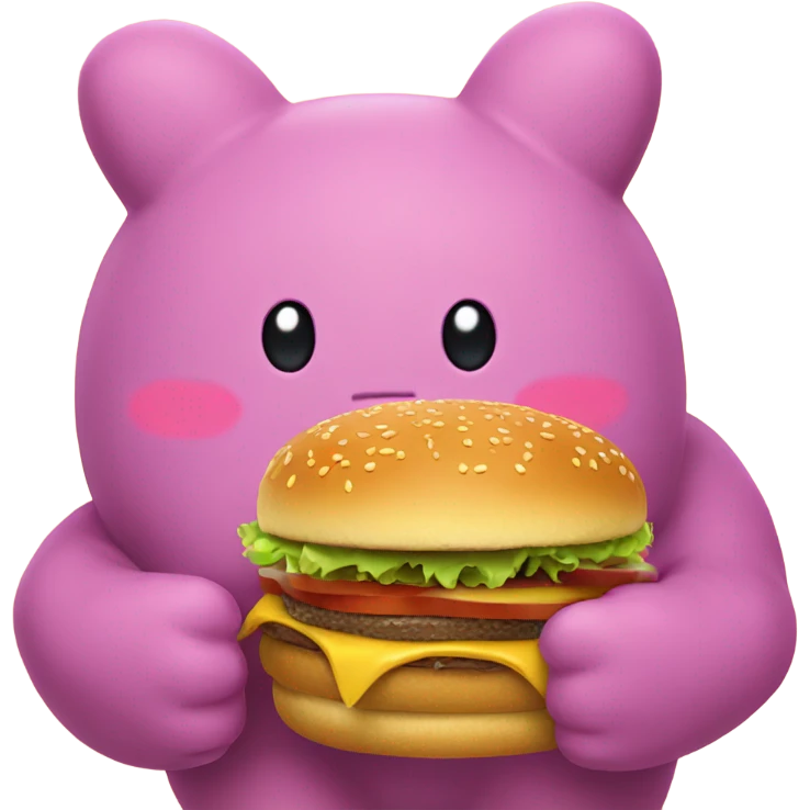 Kirby eating burger emoji