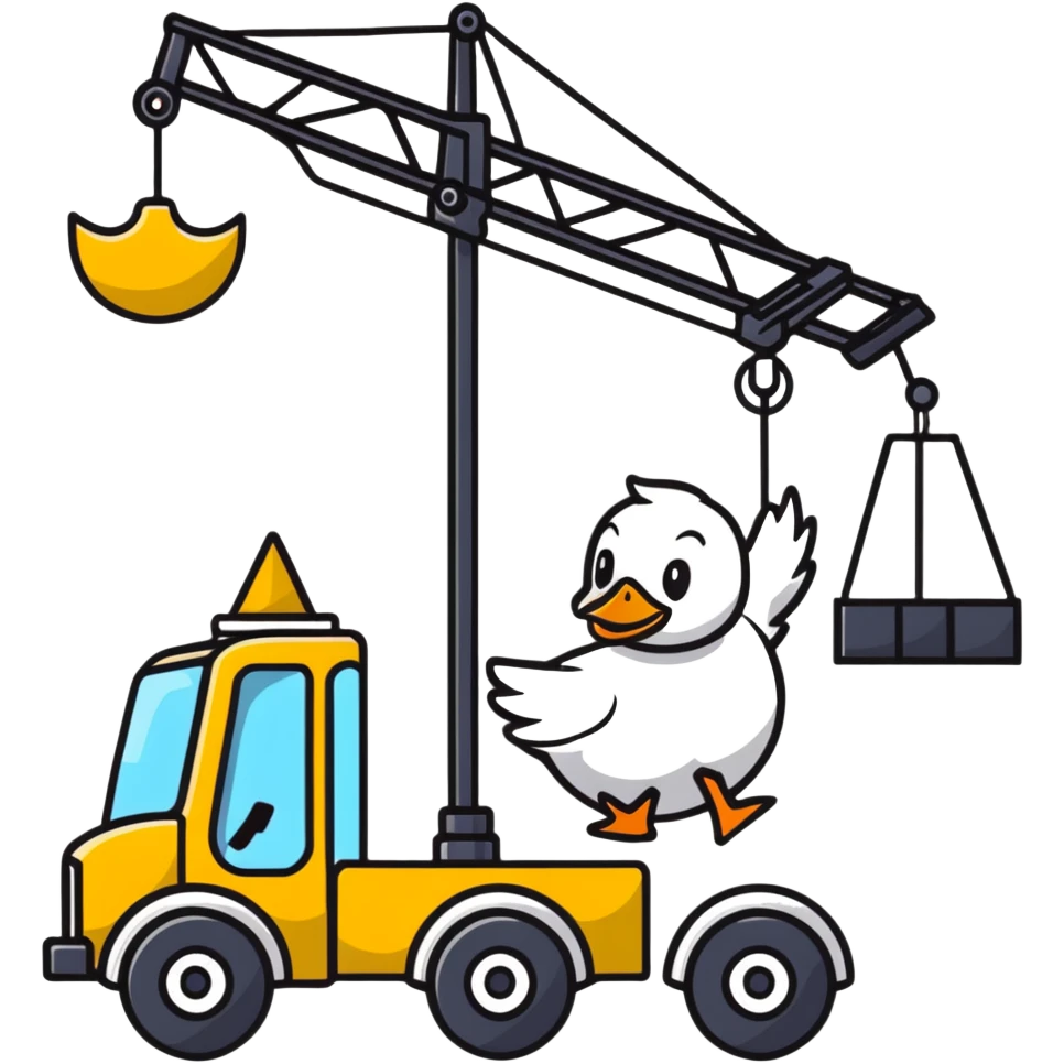 Duck driving a crane emoji