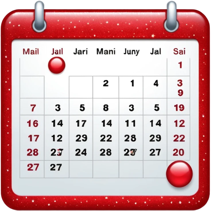 red glitter calendar emoji