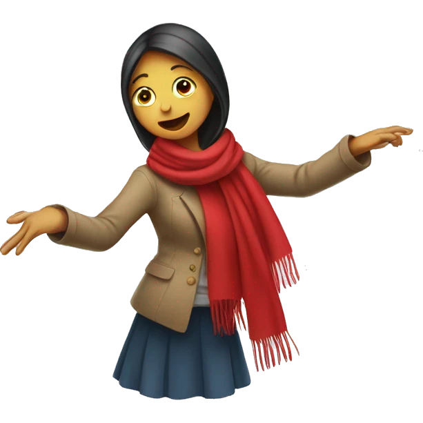 Girl with red scarf doing a dab emoji