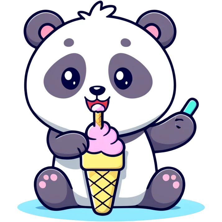 Panda eating ice cream emoji