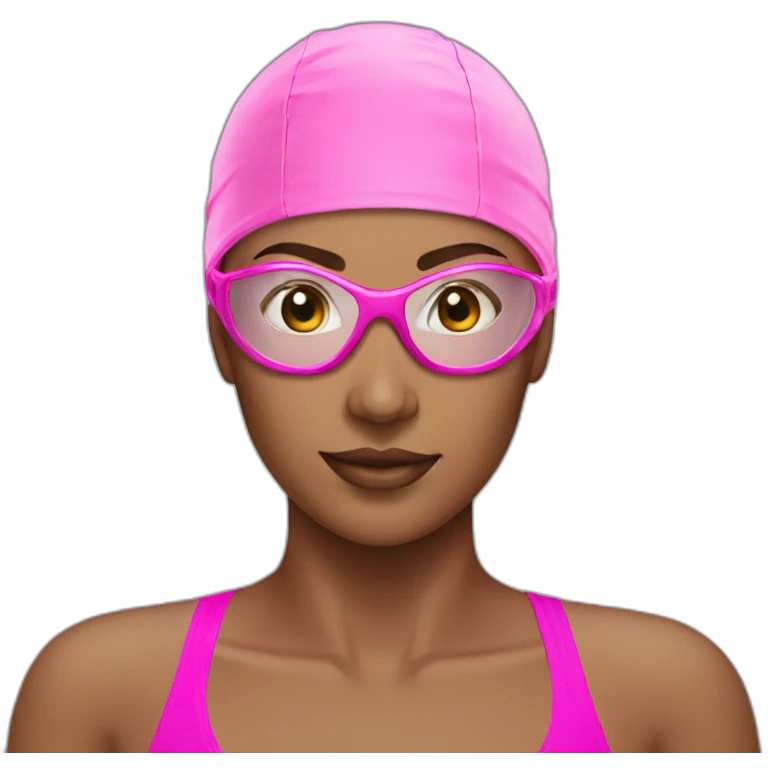 woman pink swim cap goggles emoji