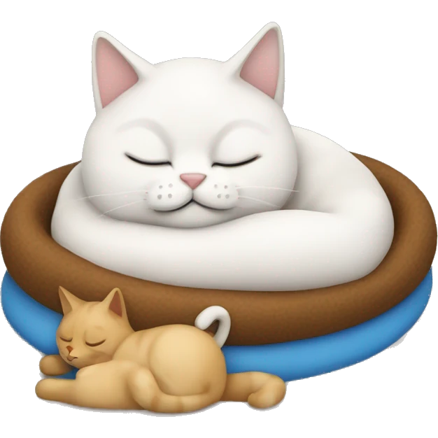 snowshoe cat sleeping with a toy emoji