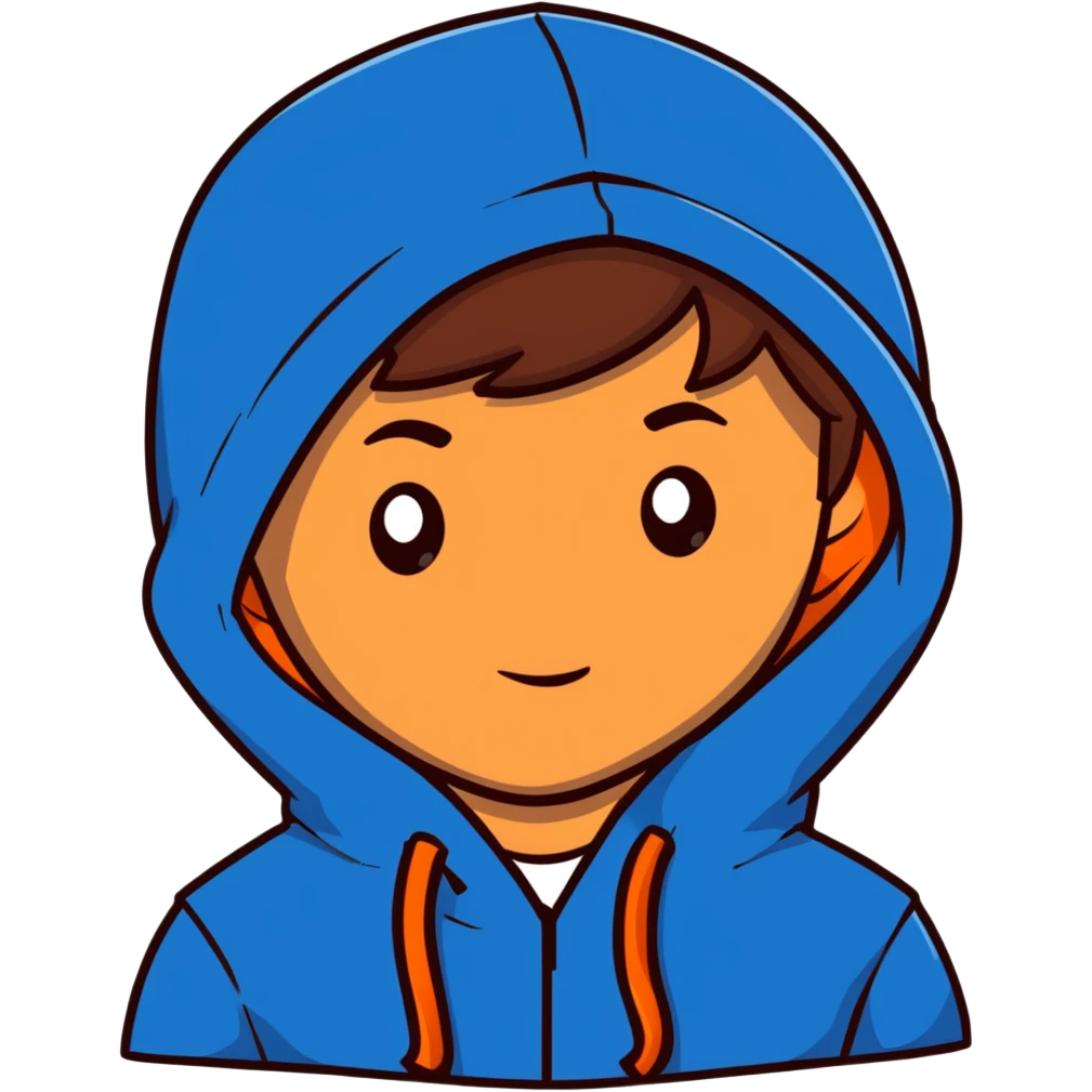 Boy with Brown, Hair and Blue Hood￼Y emoji