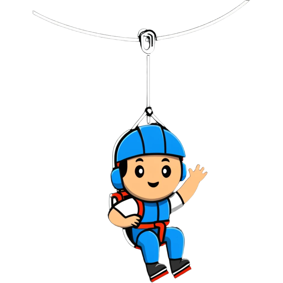 man riding on a zip line emoji