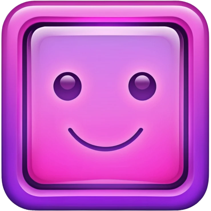 A glowing neon square in shades of purple and pink, transparent background emoji