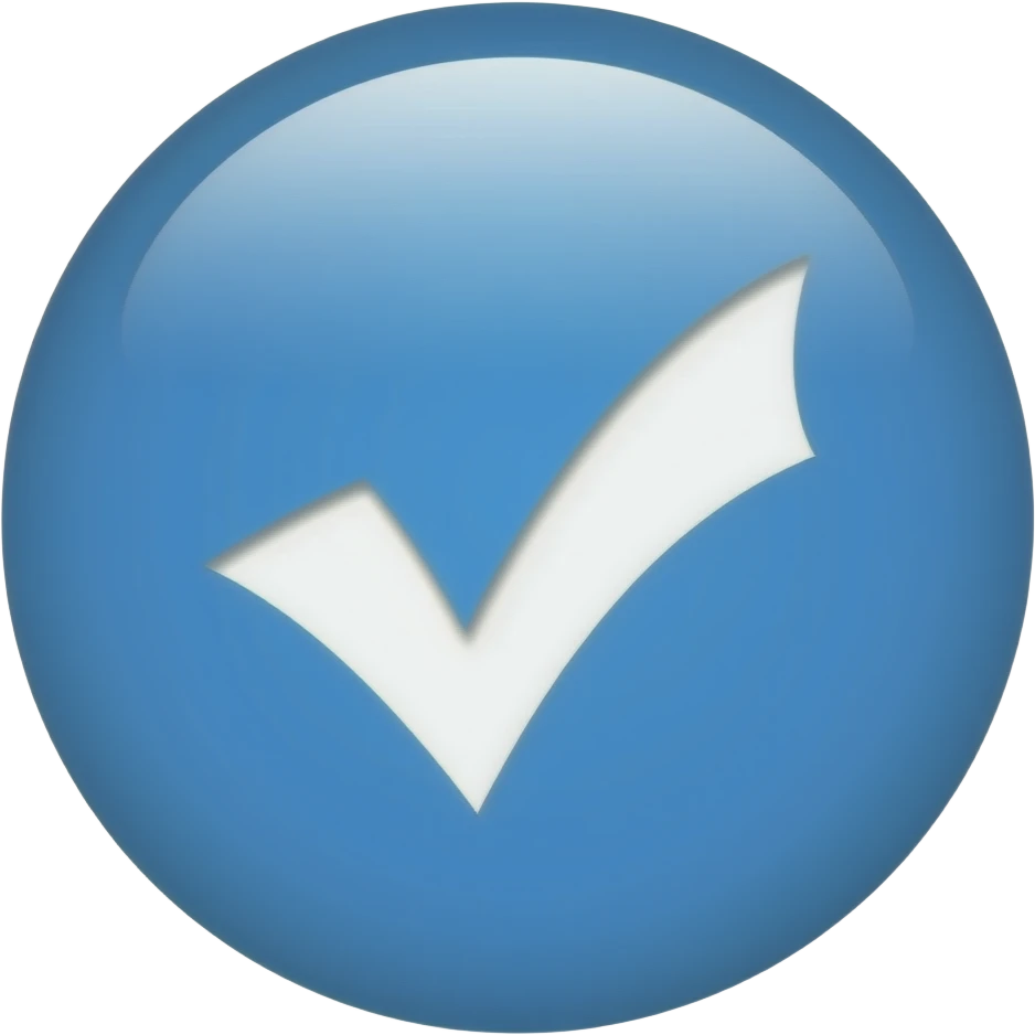 Yuvarlak içi mavi içinde beyaz tik olan emoji