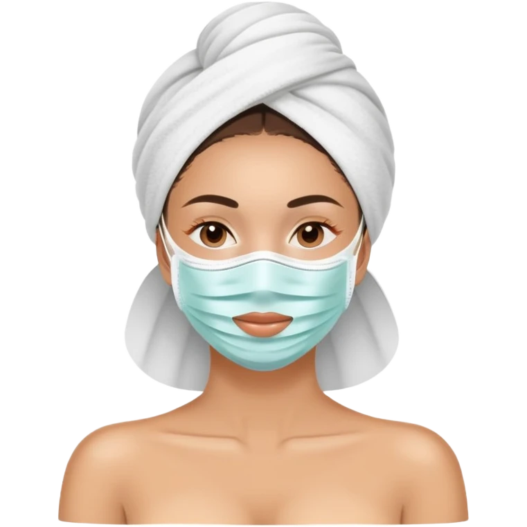 Lady with face mask spa beauty full face relaxing emoji