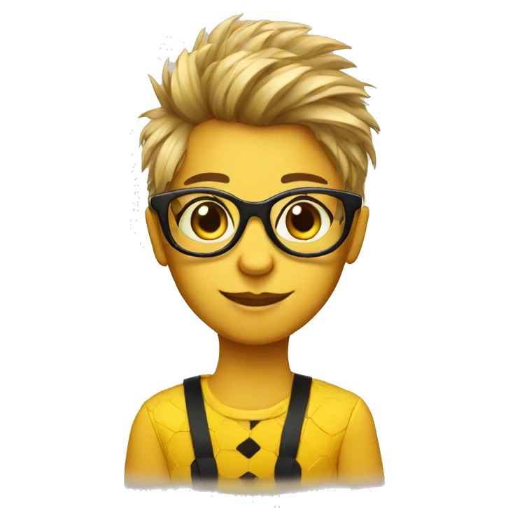 Personalized busy bee with glasses and bold hair emoji