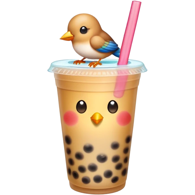 Bird drink bubble tea emoji