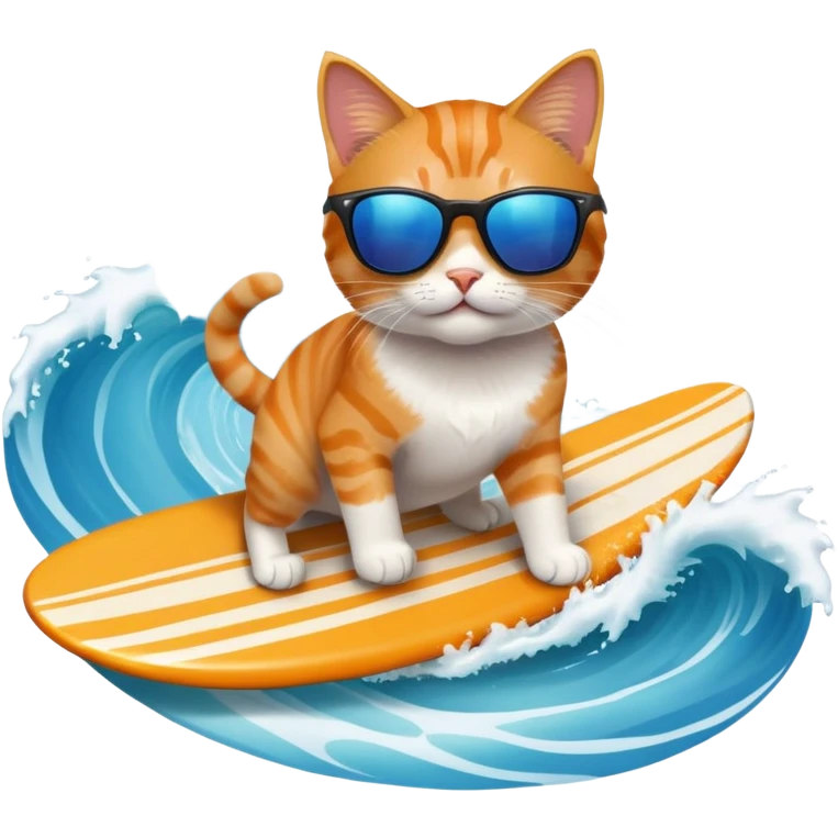 cat with sunglasses surfing a wave emoji