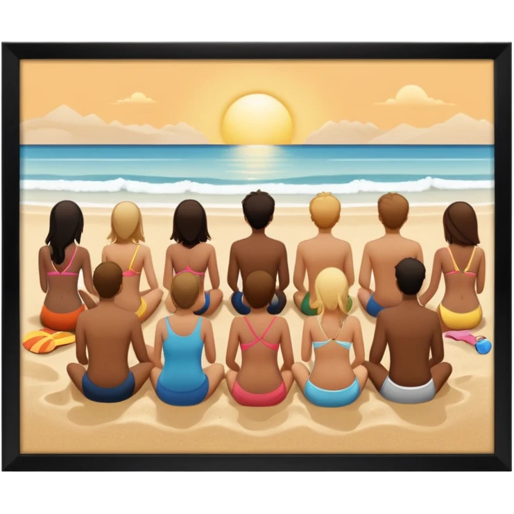 ok maybe more with a back ground of multple one in the sand with some sun et we see then from the back emoji