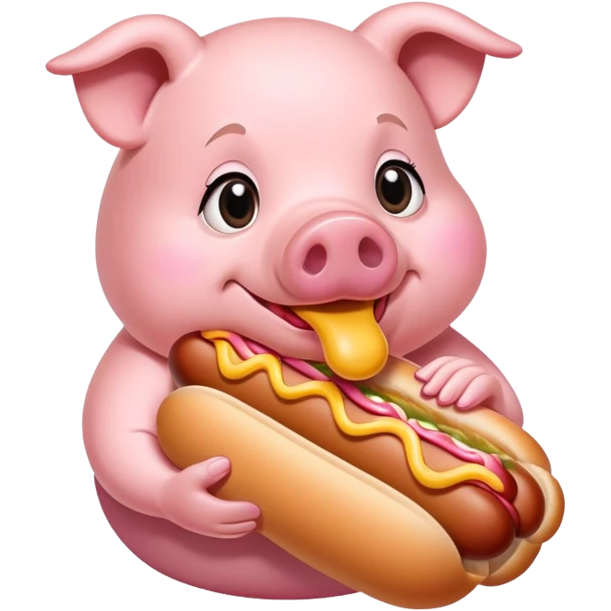 Pig eating hot dog emoji