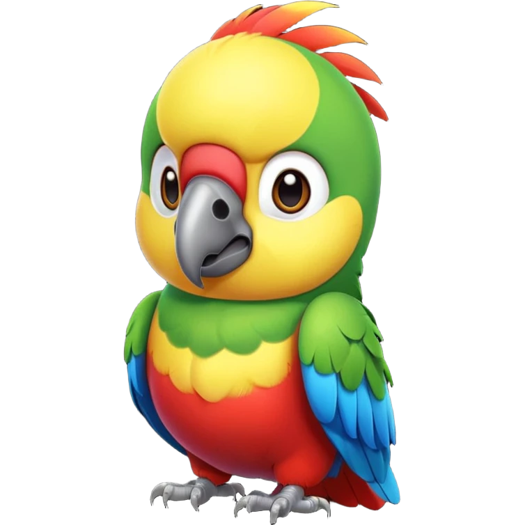 exotic parrot character, colorful feathers, cute face, 3D cartoon, mobile game icon style, clean background, no text, no watermark
 emoji