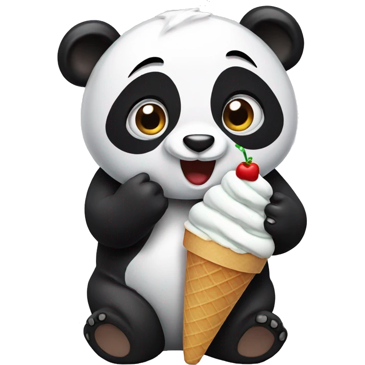 Panda eating ice cream emoji
