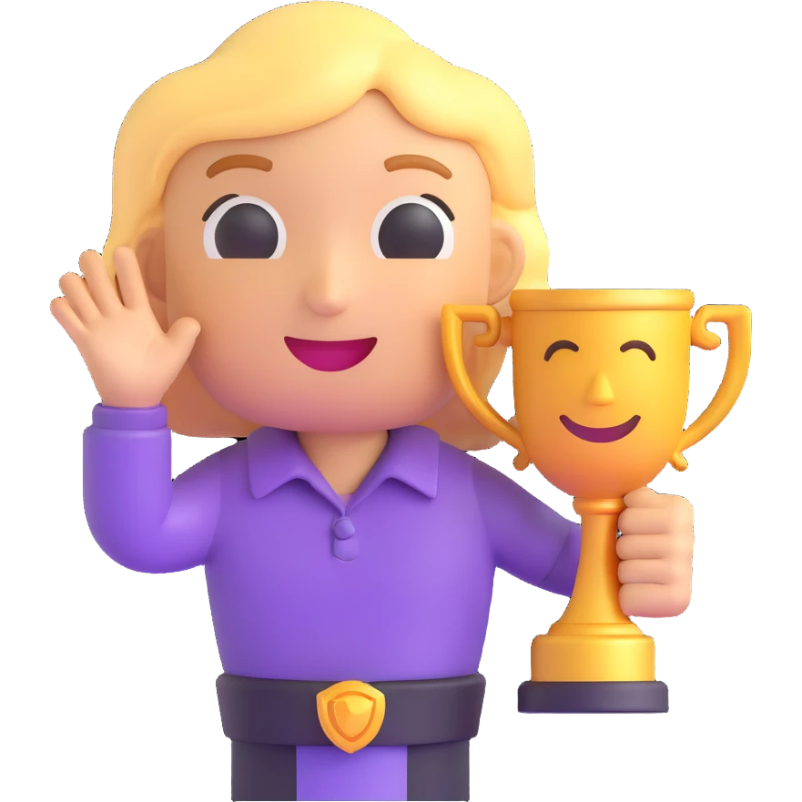 and emoji of emoji holding a trophy emoji