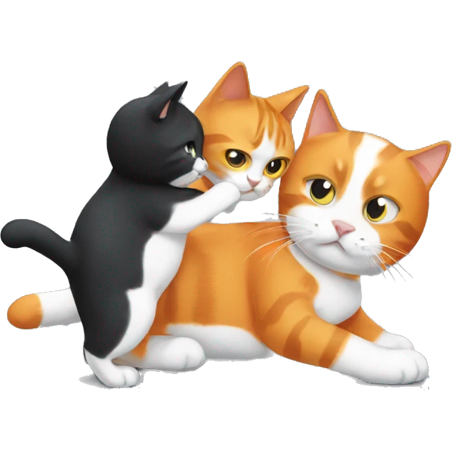 orange cat and black and white cat fighting emoji