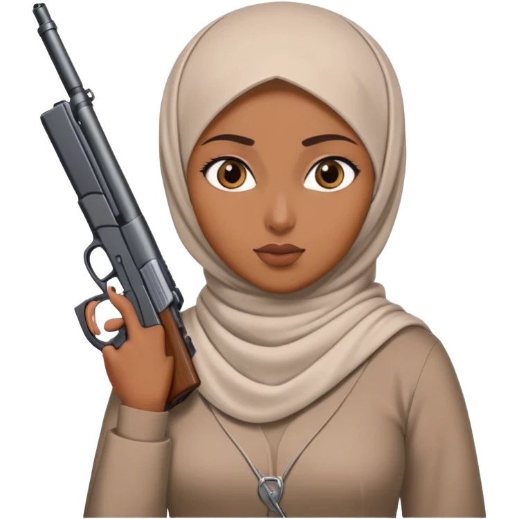 Muslim with a hijab and gun emoji