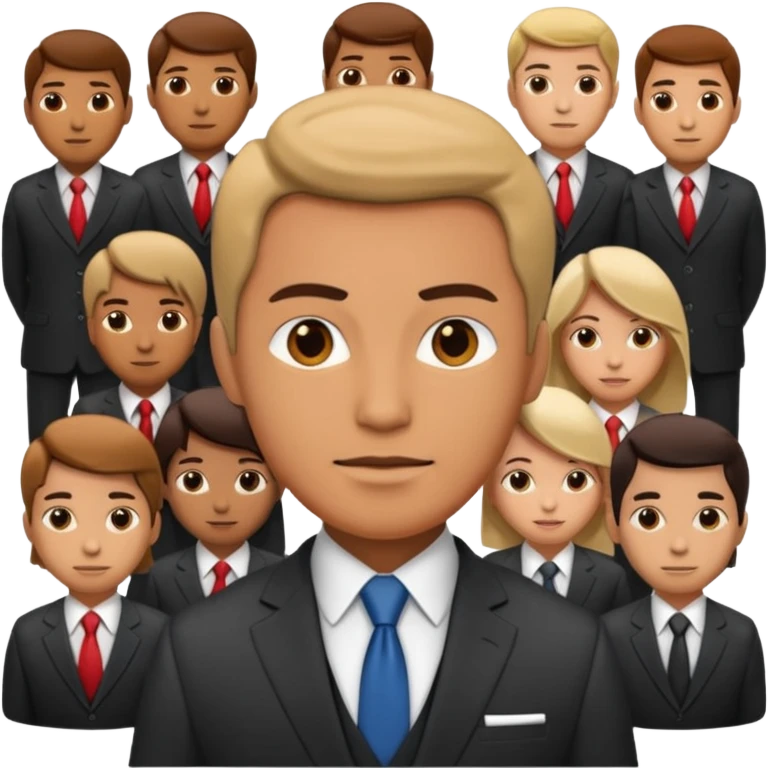 leader figure standing in front of a group emoji