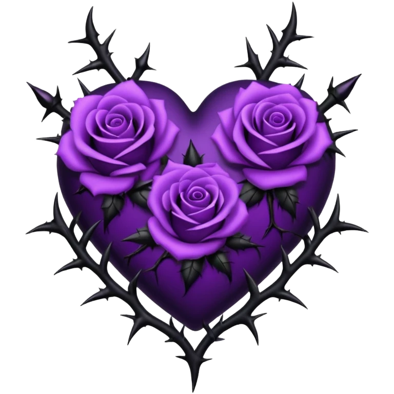 goth heart with black and purple roses emoji