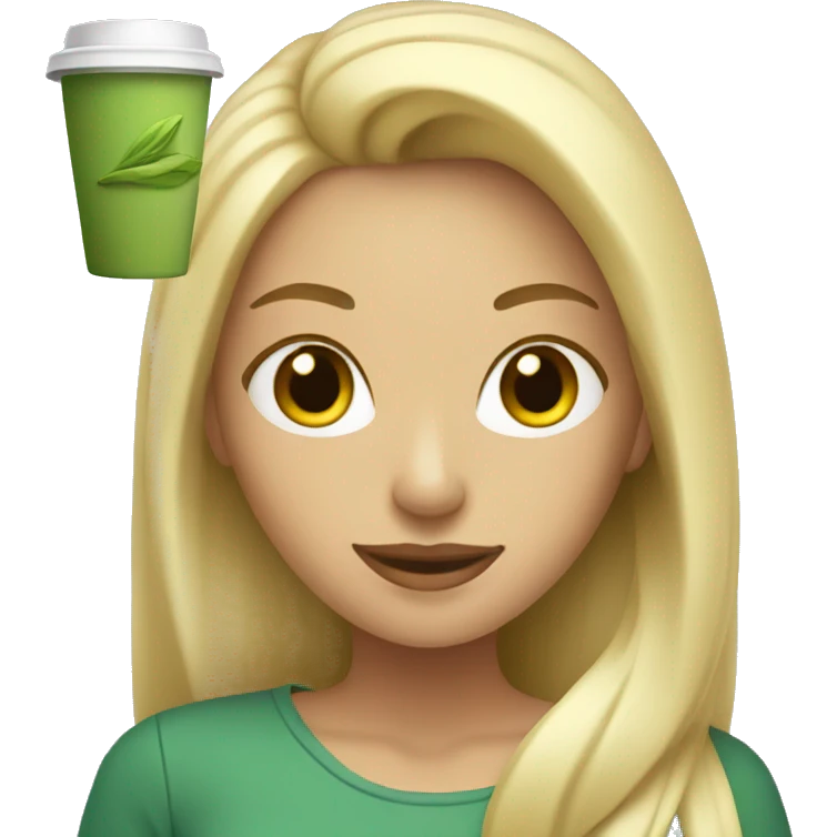 Blonde Women with a Matcha Cup emoji
