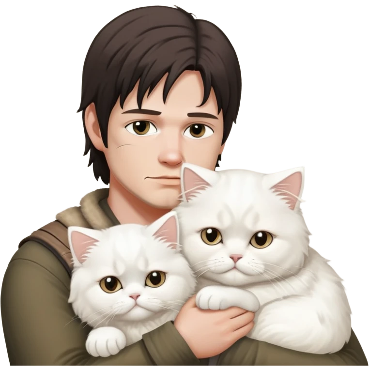 Daryl dixon snuggling white Persian cat  emoji