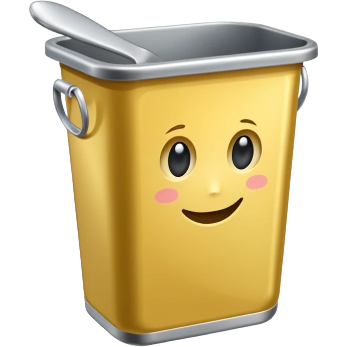 a silver spoon on a rectangular trash can  emoji