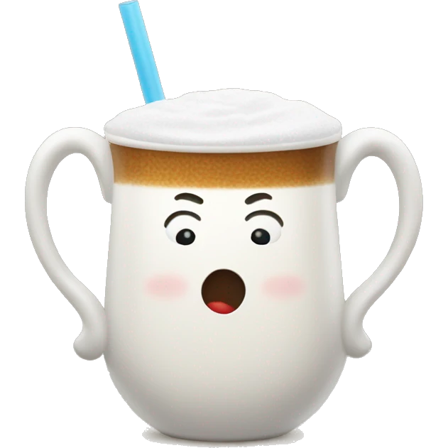 An emoji of a traditional Turkish ayran cup, with a frothy top and a straw emoji